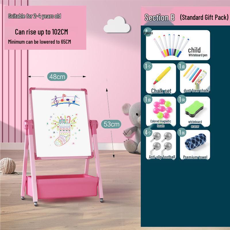 Kids' Double-Sided Magnetic Blackboard & Whiteboard: Erasable Drawing & Writing Stand with Coloring and Graffiti Features