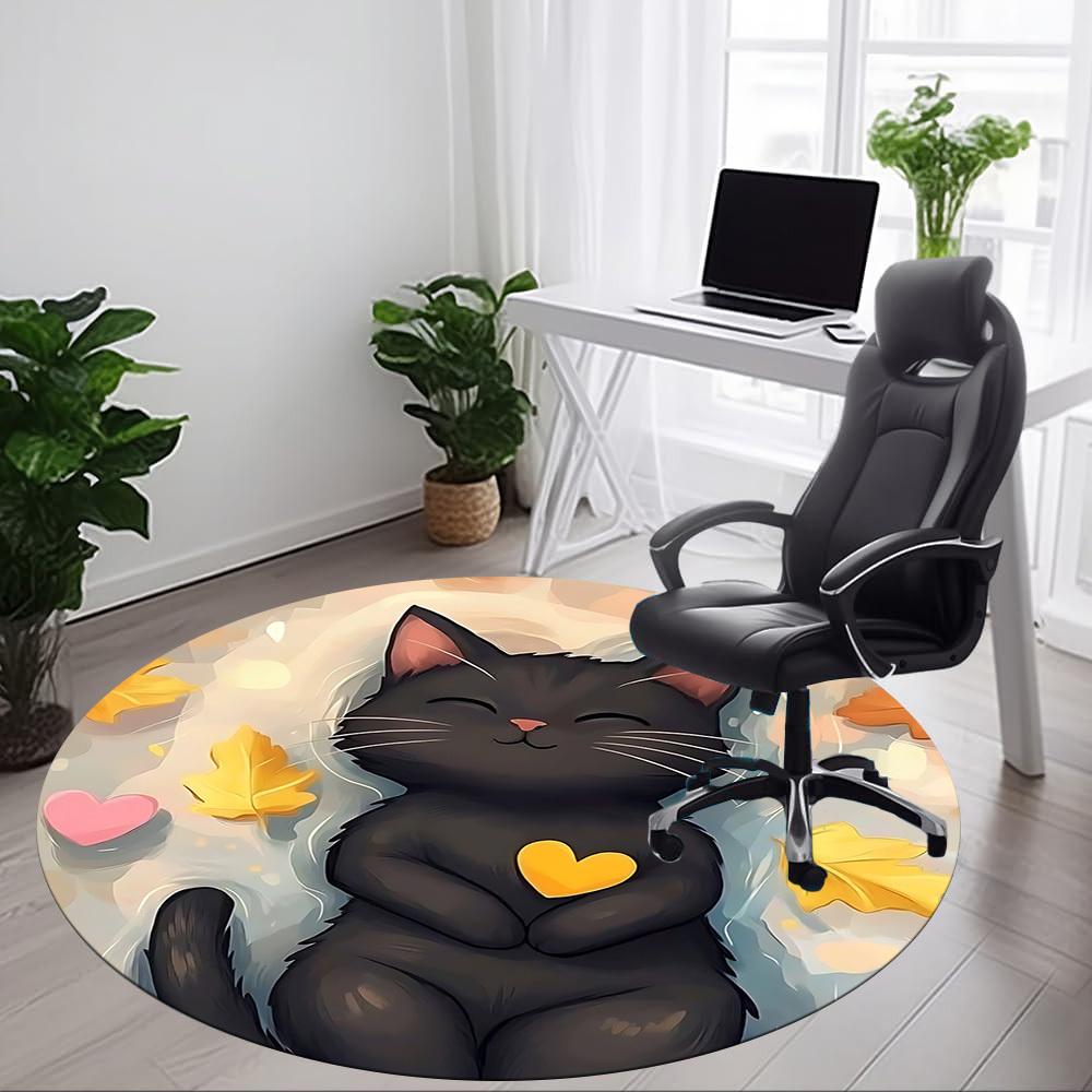 1pc Cat Heart Office Round Area Rug, Under Office Chairs Bedroom Living Room Home Decor, Room Deco, Available in Various Sizes 167