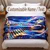 Music Piano Theme Soft Blanket Personalized Custom Name Text Print Warm Blanket Home Sofa Bedroom Decor
