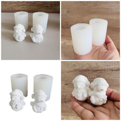 3D Snowman Candle Molds Silicone Mould Christmas Molds Casting Moulds Soap Molds Epoxy Resin Molds for Home Decorations