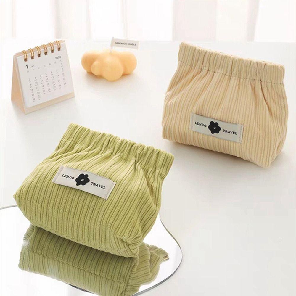 Corduroy Mini Cosmetic Bag Makeup Bag Coin Purse Small Item Bag Lipstick Storage Bag  Travel