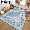 Colorful Cartoon Road Play Mat For Kids Educational Rug Soft Polyester Fiber Design Ideal For Living Room And Nursery