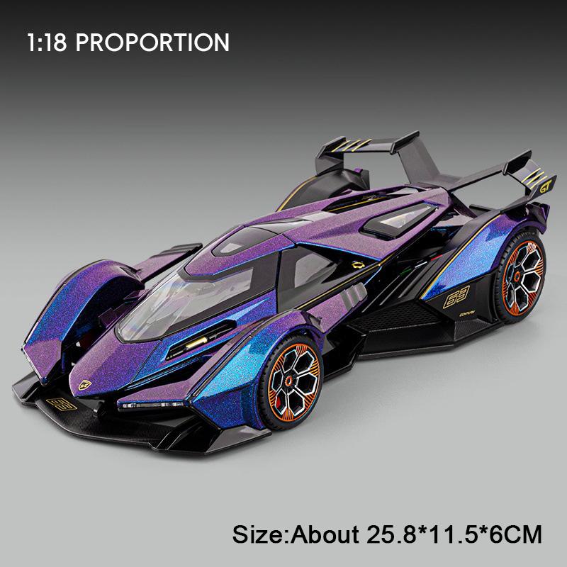 Scale 1:18 SVJ63 V12 Sport Car Model Toy Metal Diecast Music Light Shock Absorption Models Wheel Steering Supercar Gifts for Boy