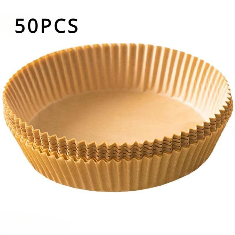 

50/100 шт. Бумажные вкладыши для аэрофритюрницы, Антипригарные одноразовые вкладыши, Бумага для выпечки для аэрофритюрницы Жиростойкая, Пищевой класс для выпечки