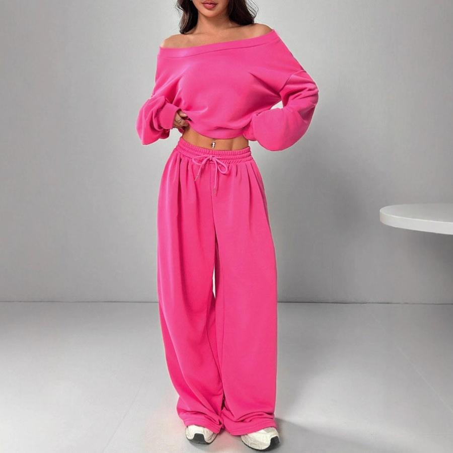 Casual Set Women's Solid Color Hoodie Sweatshirt Crew Neck Crop Top Knit Short Sleeve Long Sleeve Outfit