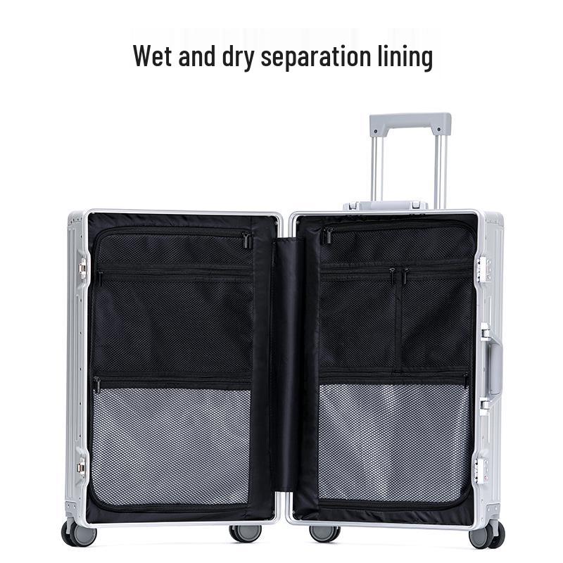 Aluminum-Magnesium Alloy Suitcase: 20-Inch Trolley & 24-Inch Travel Luggage with Password Lock