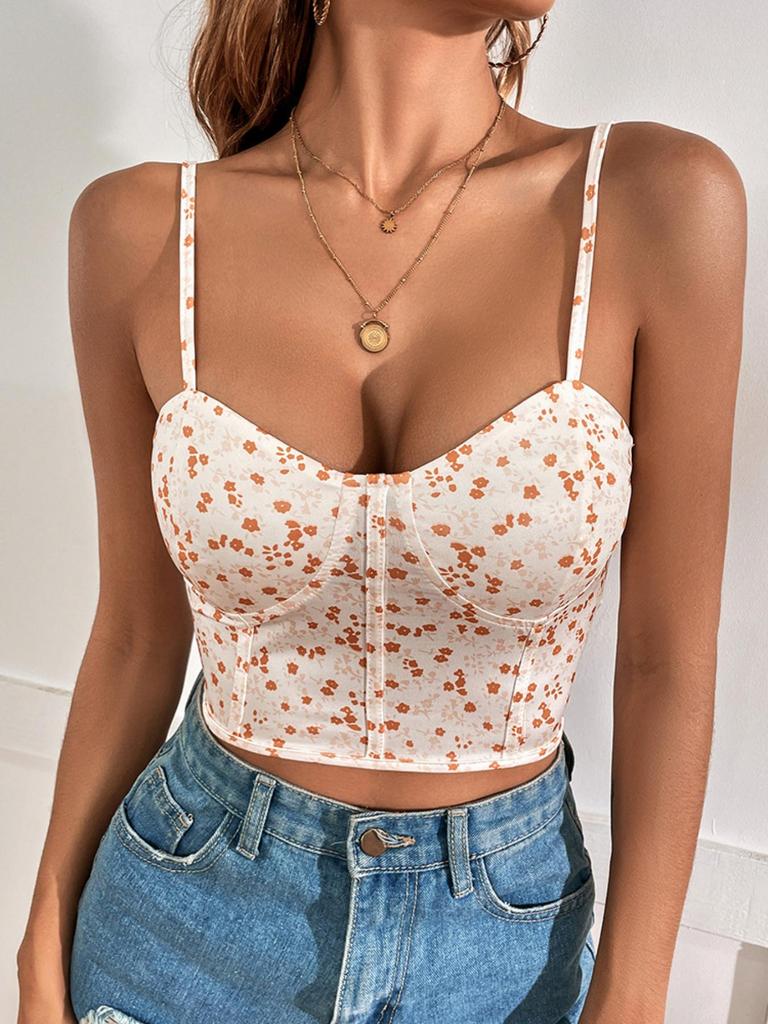 Satin Tank Top Printing Halter Crop Tops Women Summer Adjustable Shoulder Strap Camis Backless Camisole Casual Tube Female Sleeveless Cropped Vest