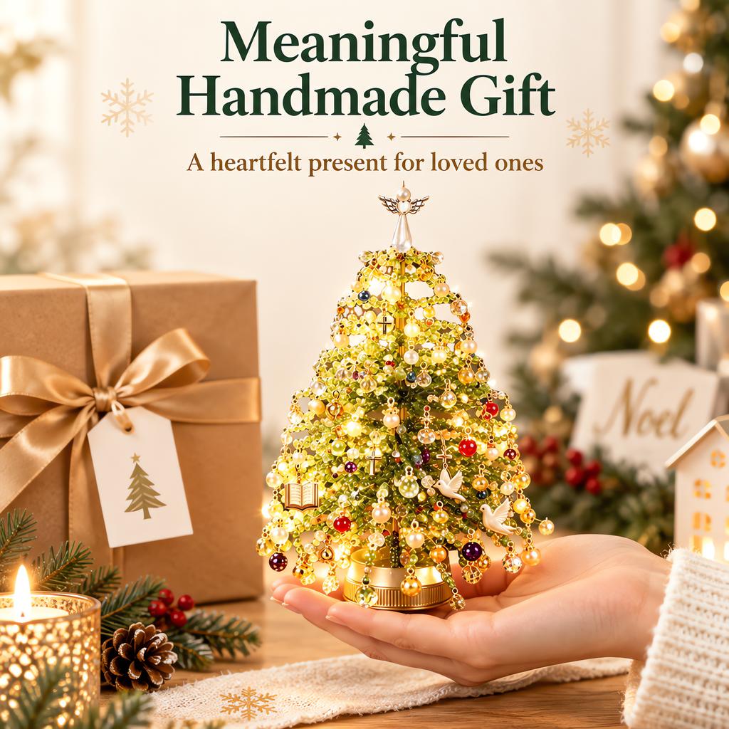 Handmade Christmas Tree DIY Beaded Set Faith and Festival Default with Light String