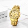 Gold Diamond Watch with Stainless Steel Stylish Analog Waterproof Quartz Fashion Accessory Perfect for or as a Boyfriend Gift Men's Strap Display,