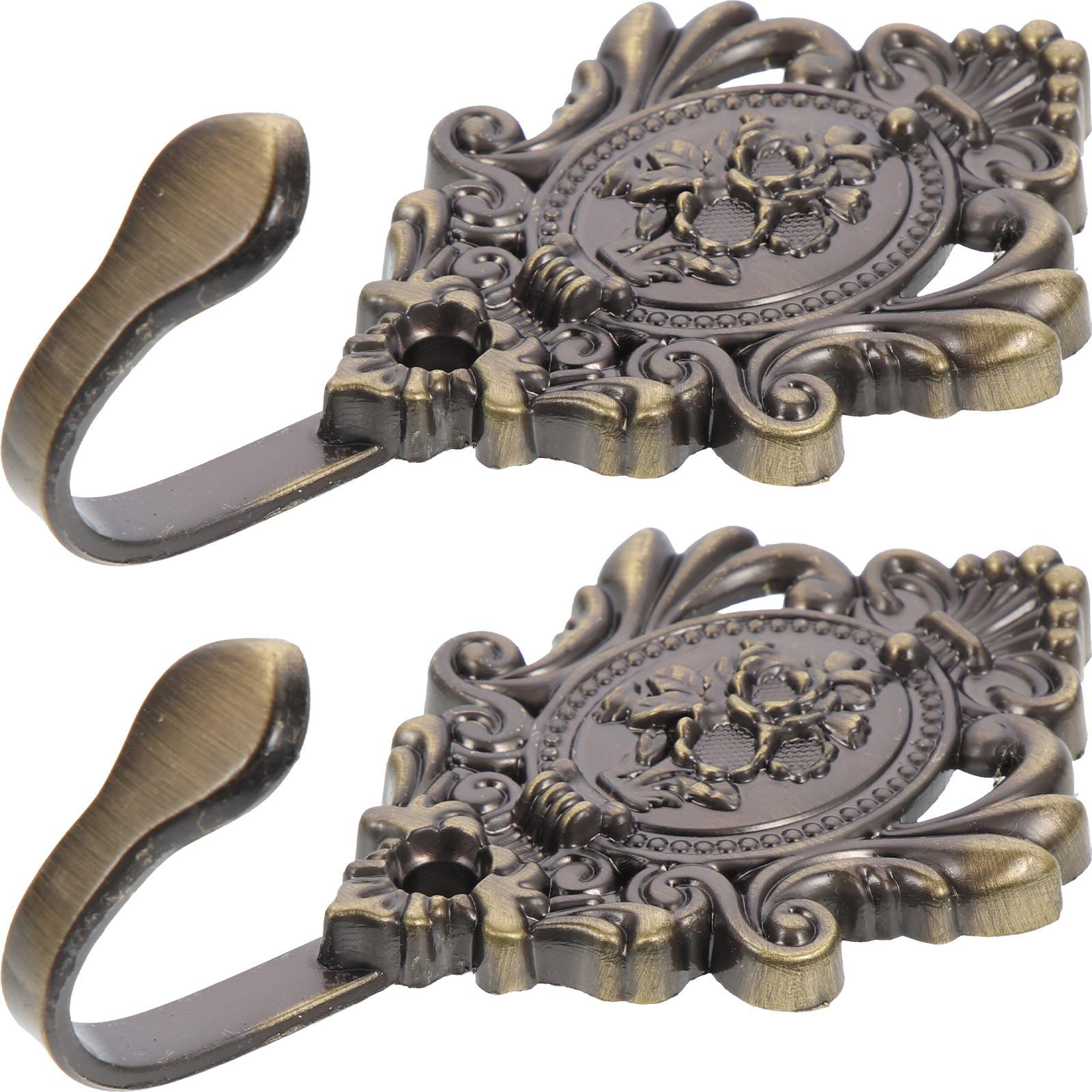 

2 шт. крючка для штор на стену, черные шторы, крючки для штор с двойным стержнем, натяжные, цинковый сплав, держатель, винтажный кронштейн для подхвата бронзовый