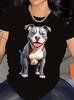 Women's Casual American Pitbull Graphic T-Shirt Soft Stretch Crew Neck Short Sleeve T-Shirt Four Seasons Comfort Fit Dog Lover