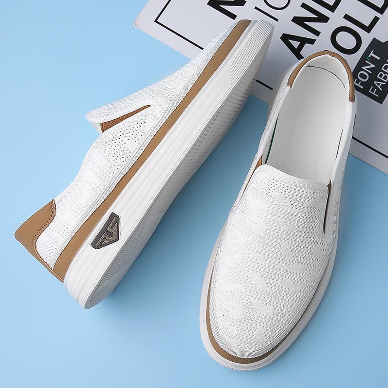 2025 Summer Slip-On Plus Size White Loafers: Non-Slip Soft Sole Casual Shoes for Middle-Aged Men