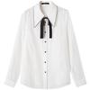 Women's Embroidered Bowknot Long Sleeve Shirt