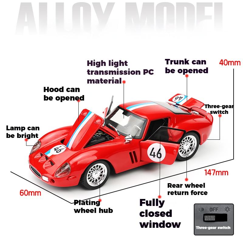 1/32 Scale Ferrari 250 GTO Super Sports Car Alloy Diecast Model Car Metal Classic Love Collection Ornaments Birthday Gifts with Boyfriend Boy