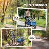 2 Seat Bike Trailer with 5 Point Harness, Baby Bike Stroller with Safety Flag, Reflectors, for 18+ Months, Blue