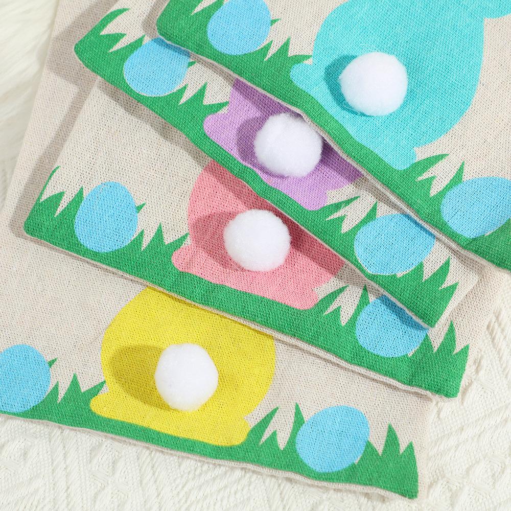 Easter Bunny Gift Handbags Cute Stuffed Ball Tote Bag Basket Kids Candy Goodie Rabbit Ear Bags Portable Eco Storage Container