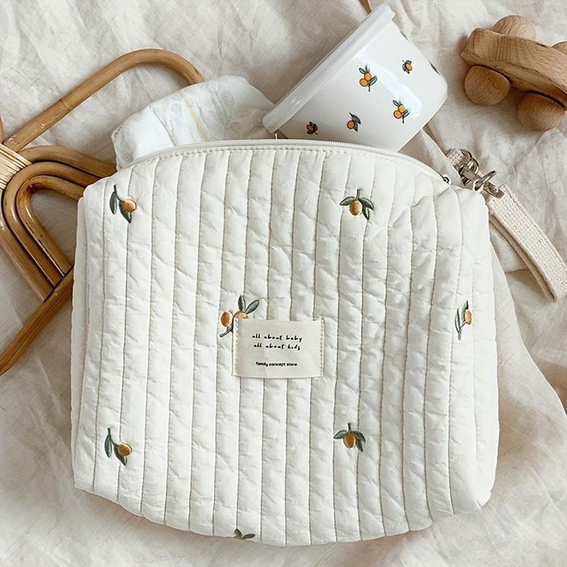 1pc Embroidered Diaper Bag For, Reusable Stroller Organizer with Wet/Dry Compartment, Portable Zipper Pouch for Moms