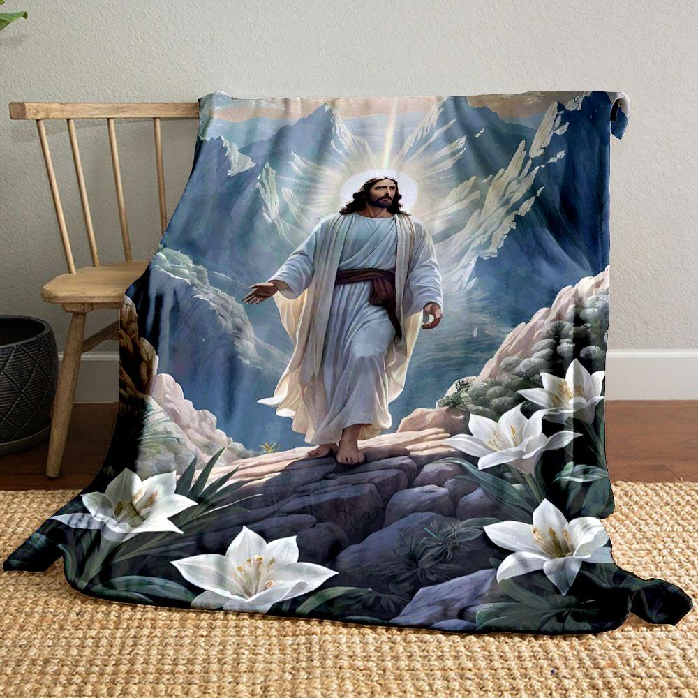 

Jesus In Mountains Print Blanket Printed Blanket for Living Room Bed Couch lunch break Soft Cozy Blanket for Friend s festival Gift 80cm x 120cm