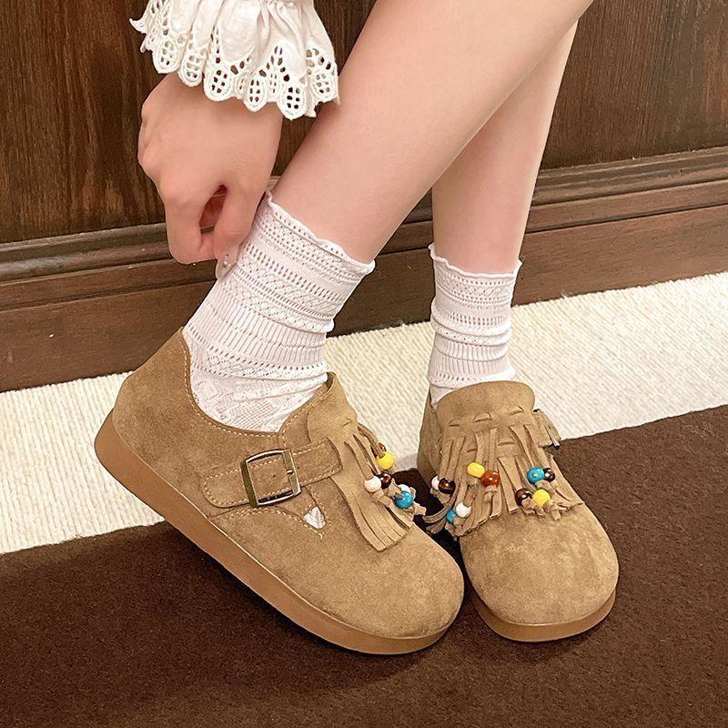 Flat-bottomed casual fringed beaded Birkenstocks women's 2025 spring and summer new comfortable and versatile popular women's single shoes