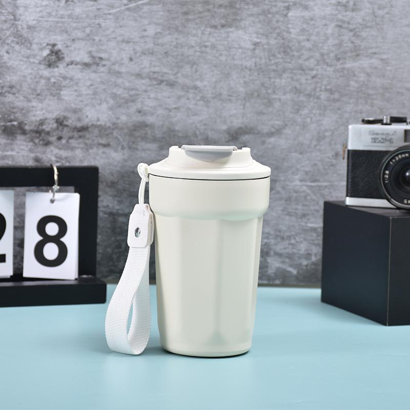 High value 316 stainless steel thermos cup octagonal coffee cup portable rope