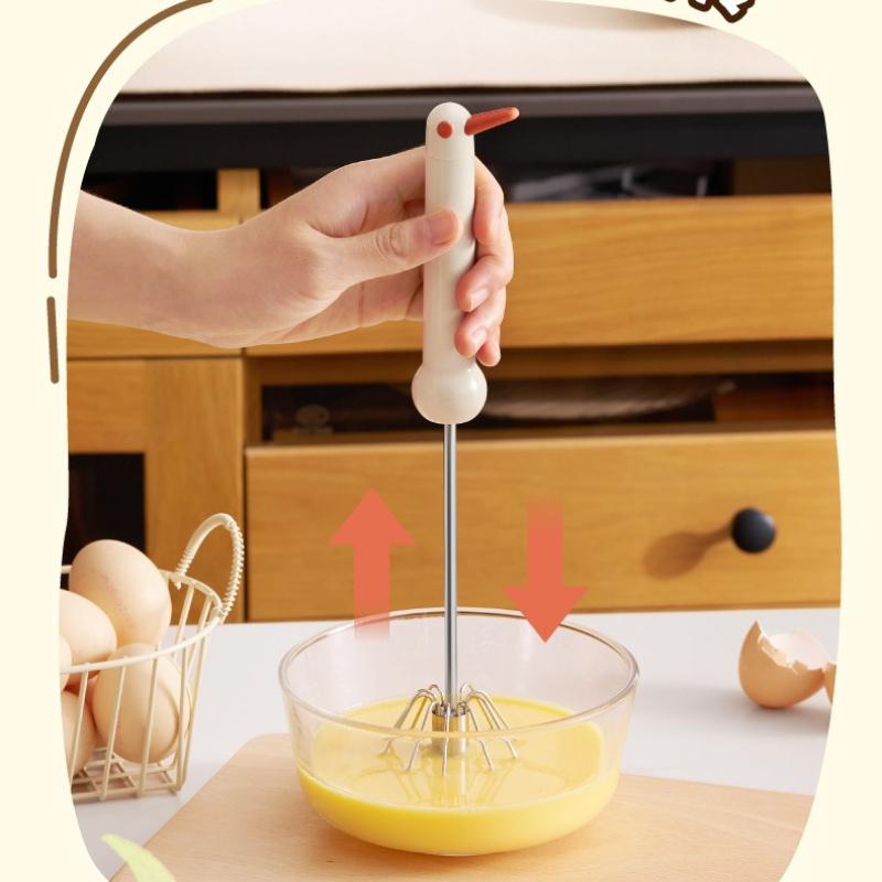 Household Semi-automatic Egg Beater Stainless Steel Whipped Cream Manual Beating Egg Mixer Food Grade Baking Tool
