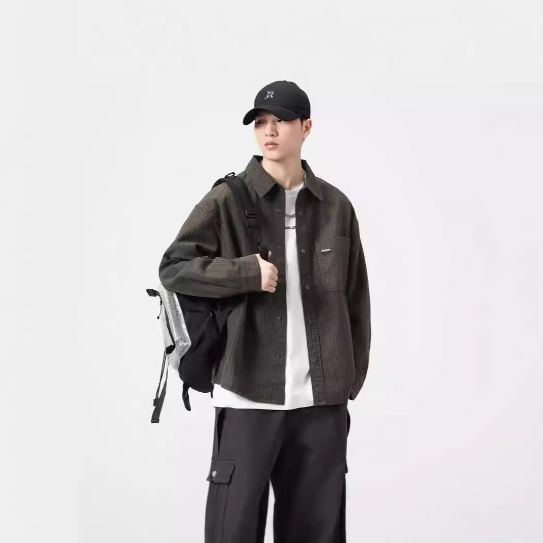 

Liyang 2024 Осень Мужская Повседневная Однотонная Свободная Рубашка 3XL