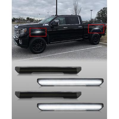 4 PCS Smoked Lens LED Side Marker Lights Replacement For Sierra 2500HD 3500HD 2024 2025, Front & Rear Side Marker Lamp Assembly Kit (Smoked Lens