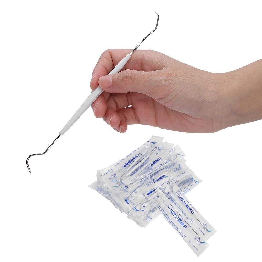 100pcs Disposable Dental Explorers Temporary Double Ends Probe Hook Pick Dental Tool