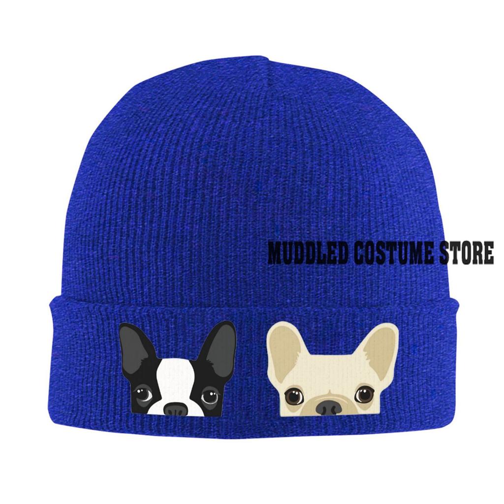 Czapka z wzorem buldoga francuskiego Vintage Graphic Knit Hat Retro Streetwear Miękka Ciepła Pomysł na prezent na Dzień Ojca Prezent dla mężczyzny i kobiety