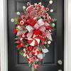 2025 Christmas Door Wreath Red And Candy Cane Teardrop Ornaments With Balls For Home Outdoor Decoration Christmas Flower