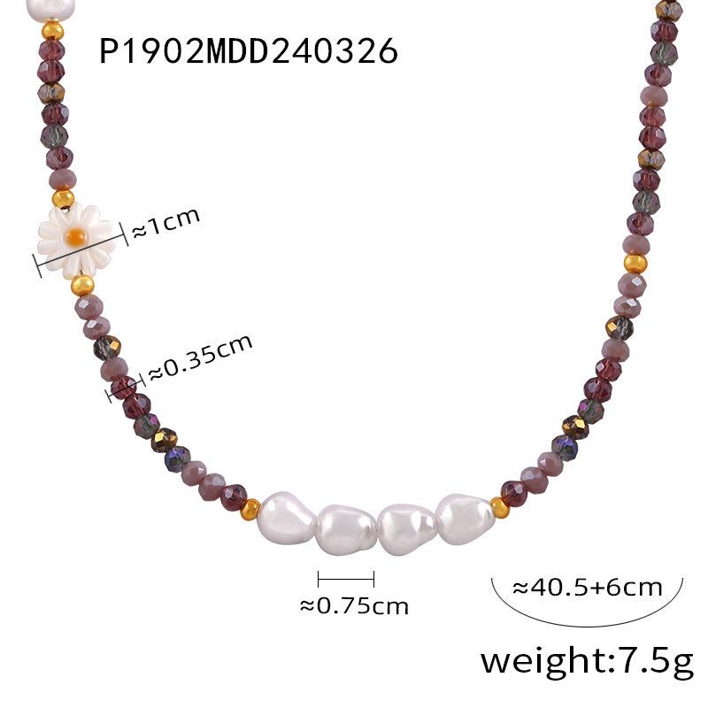 

Южнокорейский новый нишевый дизайн Sense Bead Crystal Beaded Contrast Color Collar Female Daisy Steel Ball