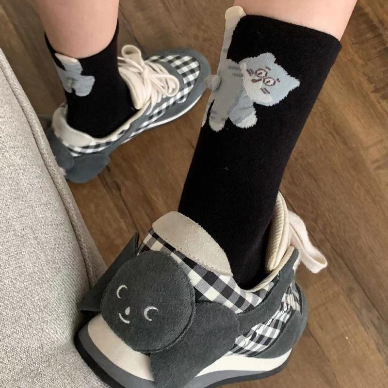 1 Pairs Women Socks Cartoon Cat Cute Funny Personality Soft Comfortable Chrismas Gift High Quality Cotton Socks For Women