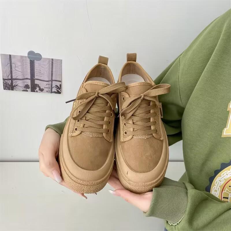 Women's Soft Bottom Slip-On Sneakers Platform Spring Autumn New Versatile Student Rubber Shoes Grid Lining Flat Vulcanized Shoes