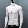 Мужская облегающая теплая футболка с длинным рукавом и полувысоким воротником для осени и зимы