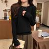 Simple Lazy Style Knitted Sweater Autumn and Winter Design Sense Twist Inner Bottoming Shirt Women's Age-reducing Top