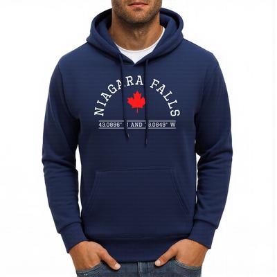 Cataratas do Niágara Canadá Padrão de Letras Moletons Masculinos Harajuku Multicolorido Pulôveres Fleece Macio Roupas Esportivas Casuais Moletom com Capuz e Bolso Unissex