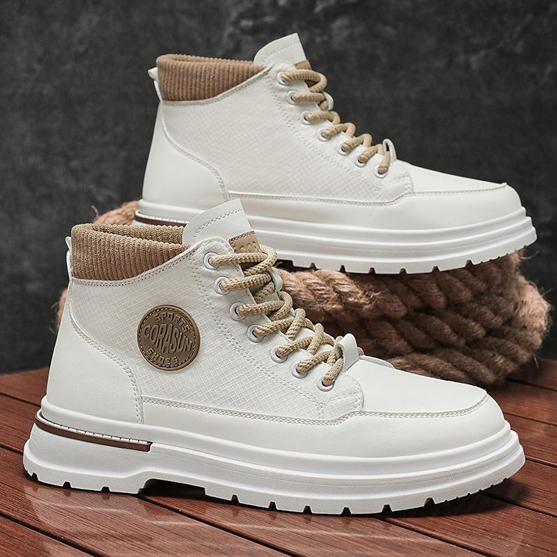 

Fashion Mens Ankle Boots 2025 Autumn Comfortable Anti Slip Outdoor Sports Ankle Boots Platform High-quality Men Short Boots Botas Hombre 46 бежевый