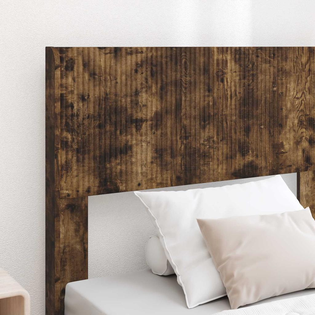 Bed Frame with Storage Space and Headboard Smoked Oak