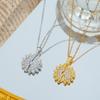 Plant Female Crystal White Zircon Stone Sunflower Pendant Necklace Vintage Gold Silver Color Wedding Jewelry For Women