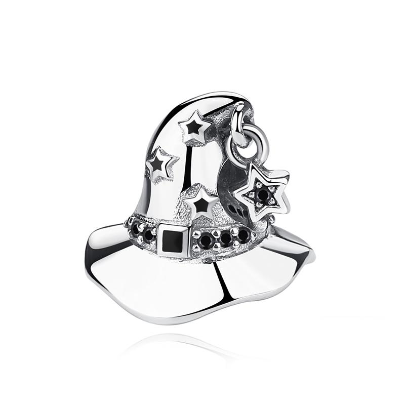 Original 925 Silver Charms Beads Wizard Hat Dragon Charm Halloween Fit Bracelets Necklaces Women DIY Jewelry
