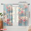 2pcs,2D plane printing Curtains Digital Printed Cherry Blossoms on Blue Versatile Durable Polyester (without rod) Festive