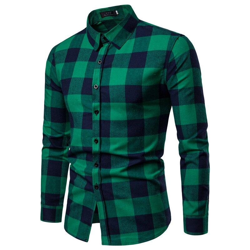 Spring and Autumn New Men's Casual Long-sleeved Plaid Shirt