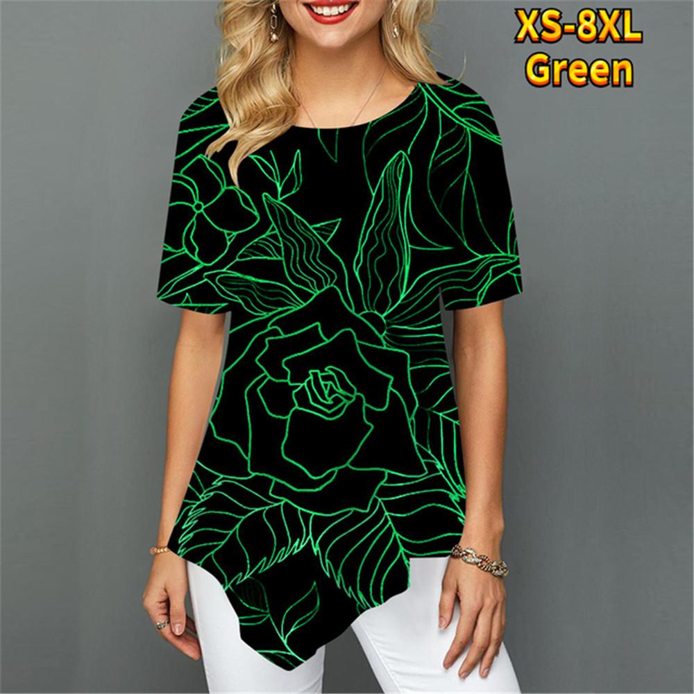 Женская футболка с нерегулярным цветком и цифровым 3D принтом — фото 3