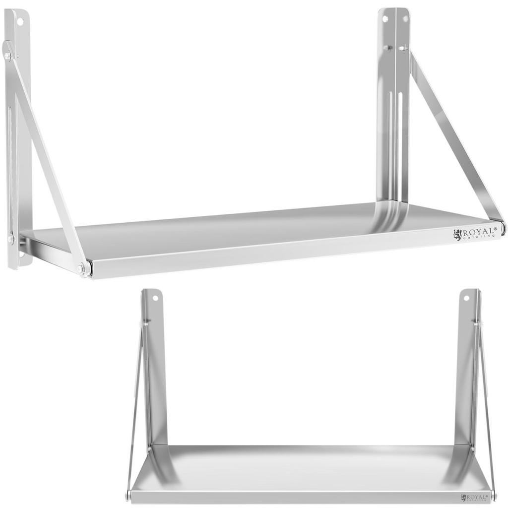 Folding stainless steel catering wall shelf up to 40 kg 80 x 30 cm