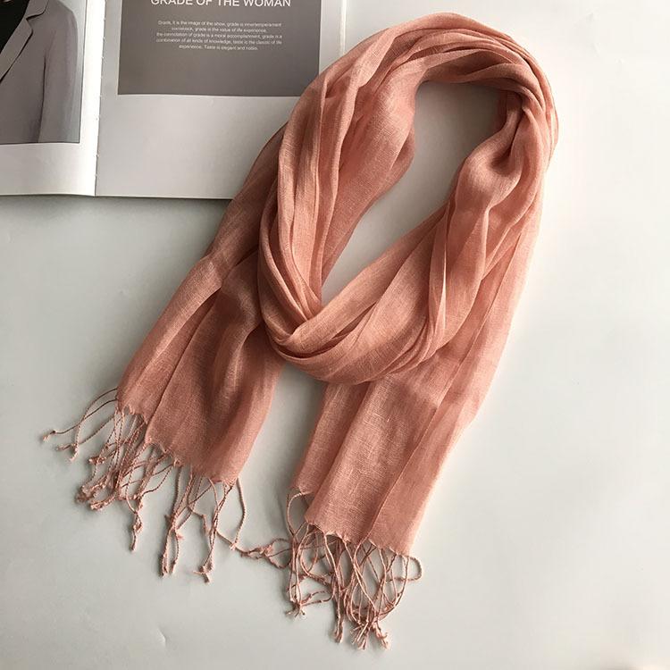 Japan And Korea Small Fresh Linen Solid Color Scarf 25 Colors, Long-Term Stock, Support