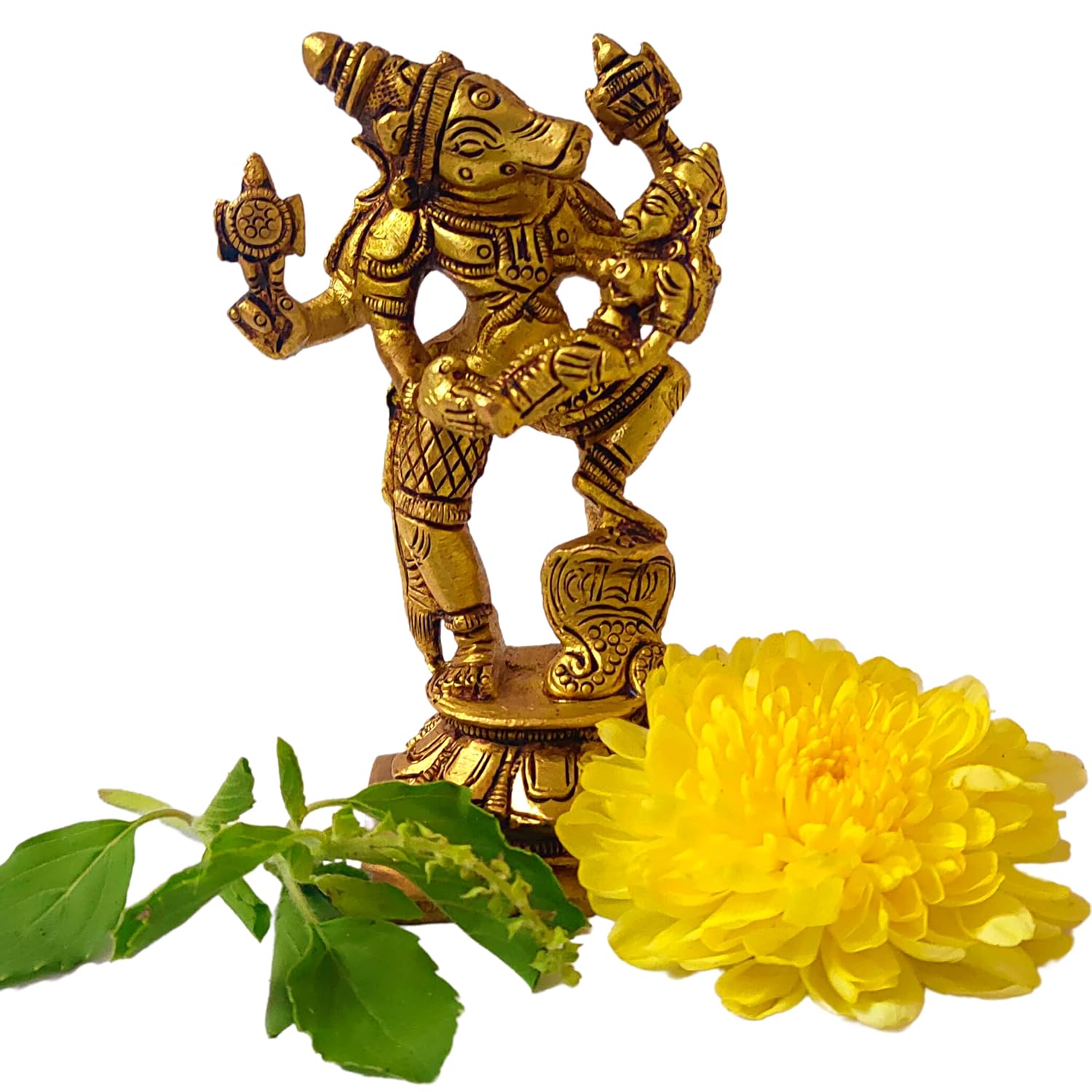 God Lakshmi Varaha Idol With Bhudevi, Lakshmi Varahar Statue, Brass Gold - 9 Cm