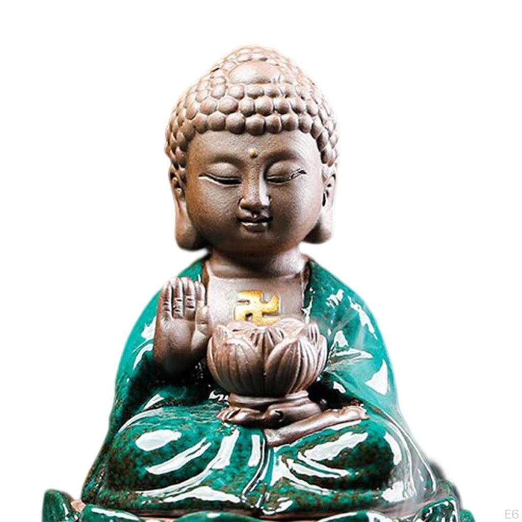 Buddha Statue Figures Cone Holder Ornaments Burner for Living Room