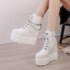 Fashion 14cm PU Microfiber Platform Wedge Women Ankle Boots Winter Plush Autumn Spring Women Shoes Hidden Super Heels British ZIP
