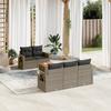 Vidaxl 6-Cz. Gartenmöbel-Set mit Kissen, Grau, Polyrattan