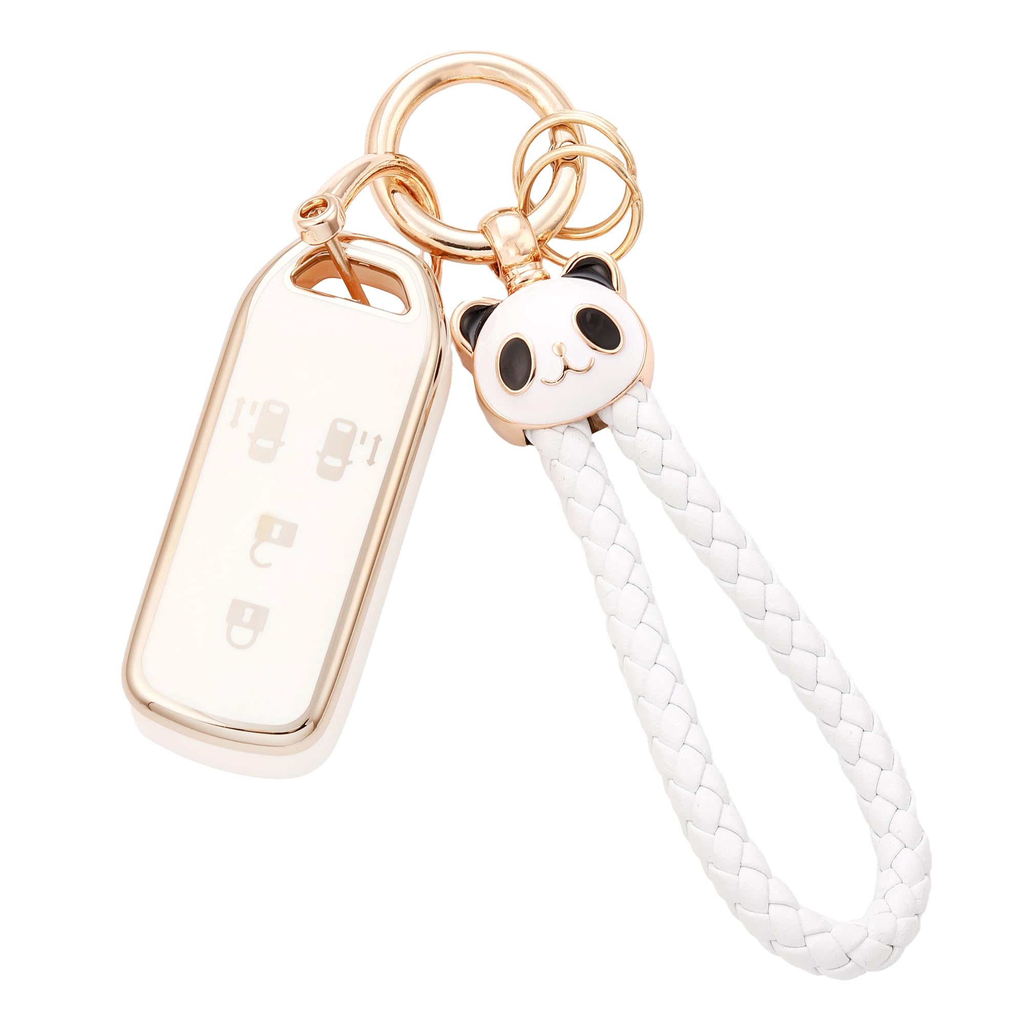 

Чехол для ключа, совместимый с Honda NBOX Custom, Чехол для ключа, Чехол для смарт-ключа, Брелок для ключей в виде панды, Золотой, Белый [HOYZE] N-BOX N-VAN N-WGN